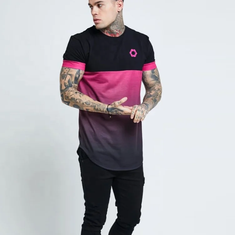 
Черная и розовая футболка Pixel Fade-производство игольчатых компаний 