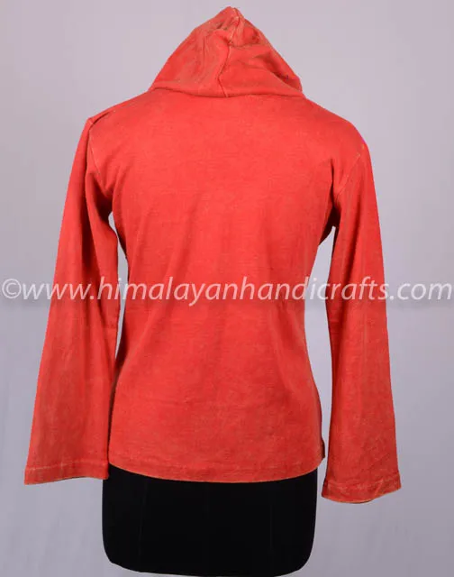 SIMPLE ELEGANT MULTI DESIGN PATCH WAORK BOHEMIAN LADIES HOODIE CSWJ 424