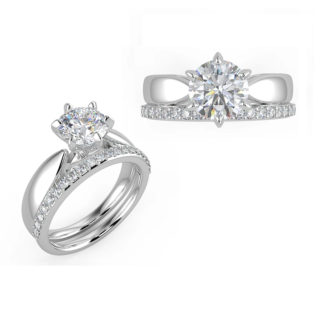 Чистое белое позолоченное бриллиантовое кольцо для помолвки на годовщину свадьбы или подарок вечеринки