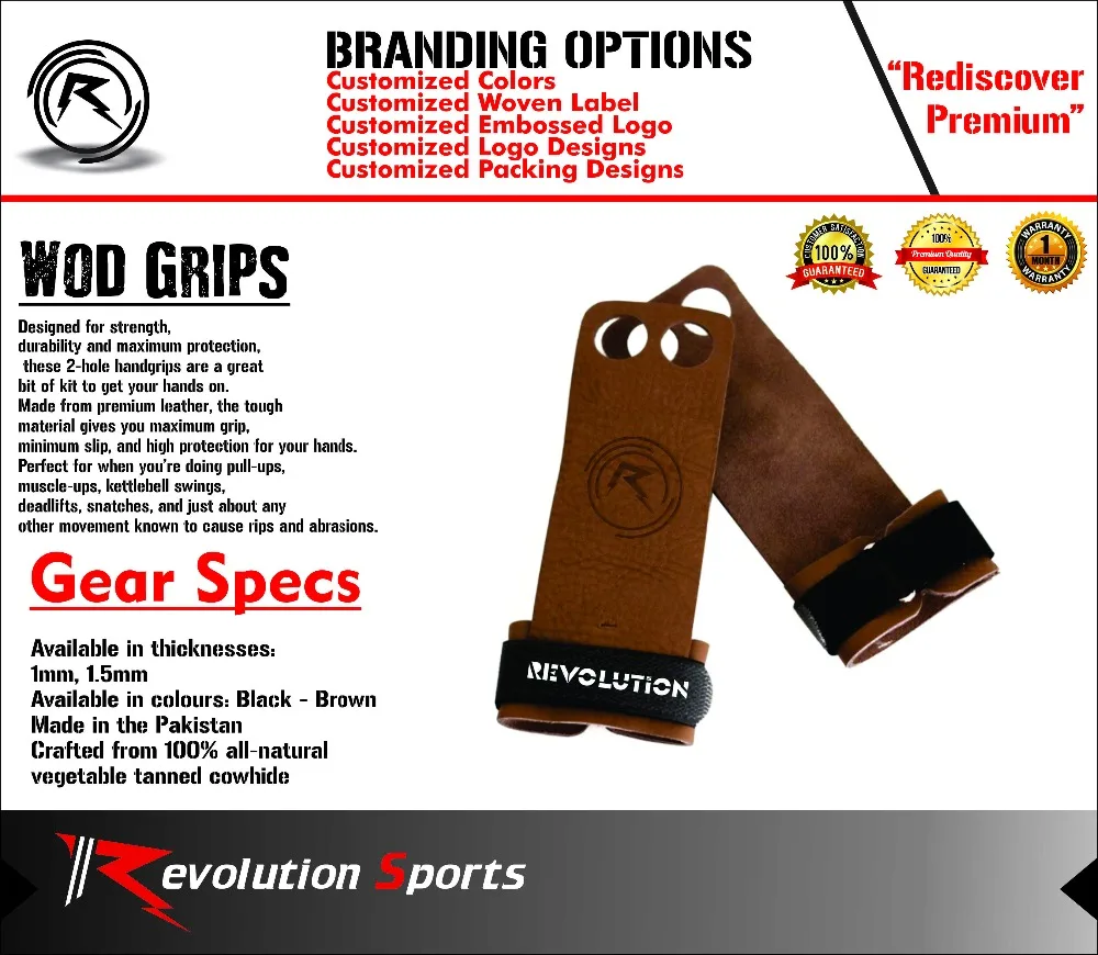 Cowhide Leather Anti-Slip Leather Crossfit grips for workout 2018 best seller