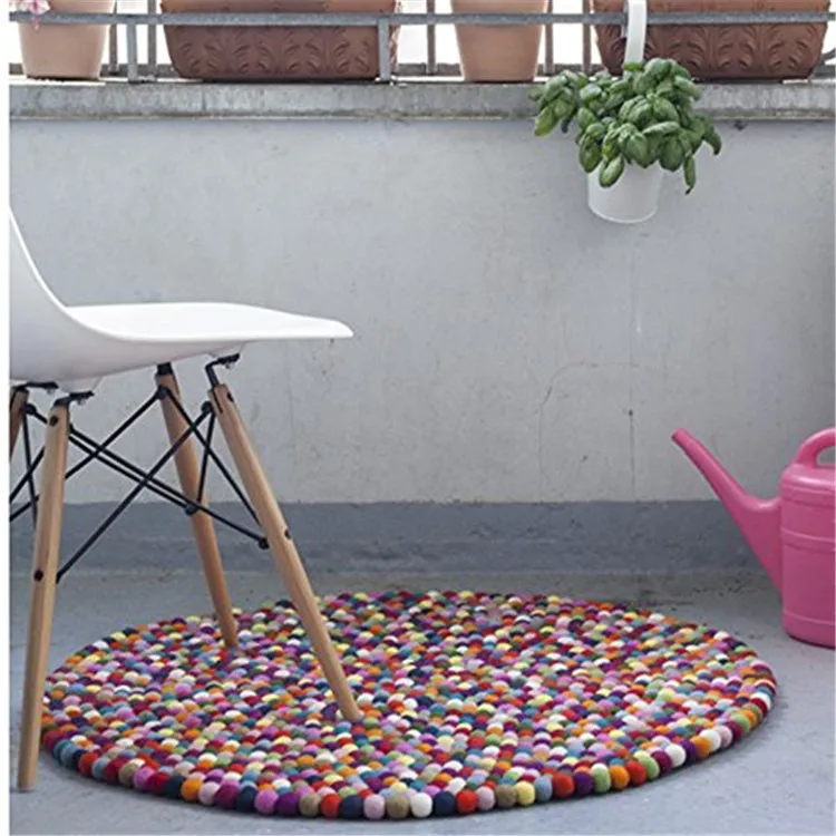 High Quality Nepalese Handmade Multicolour Felt Wool Ball Rugs -  New Design Ball Rug Felt Decoration Accessories Home Products