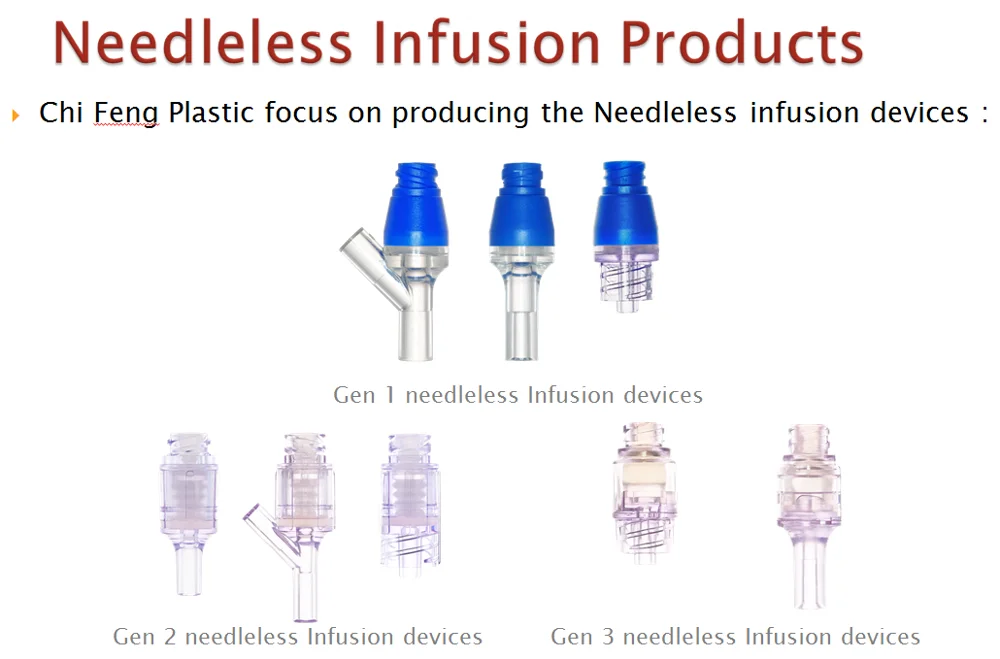 Chi Feng Medical Different Sizes and Color IV Cannula with  Needle Free Injection