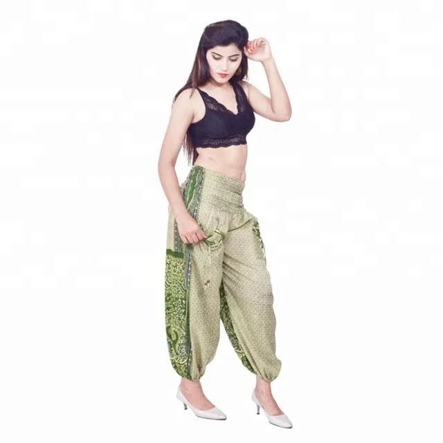 Vintage Indian Print Silk Harem Pants