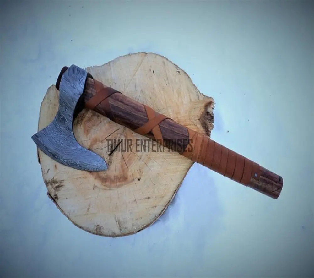 HAND FORGED DAMASCUS STEEL ODIN VIKING AXE FUNCTIONAL ART TOMAHAWK VIKING AXE CAMPING OUTDOOR HUNTING AXE V-007