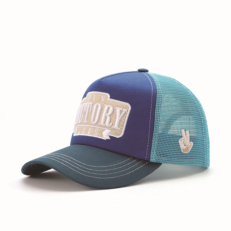 Custom 5 panel 100% cotton dropshipping vintage trucker mesh hat with 3d embroidery