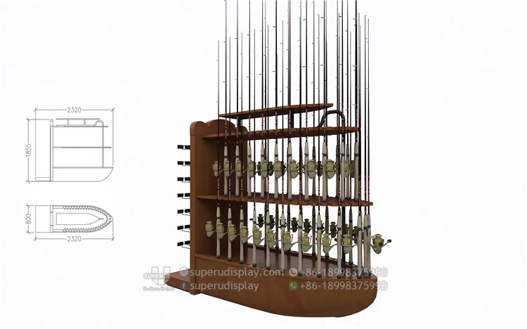 Shop Fish Custom Design Fishing Rod Display Rack Stand Fishing Pole Reel Stand Display