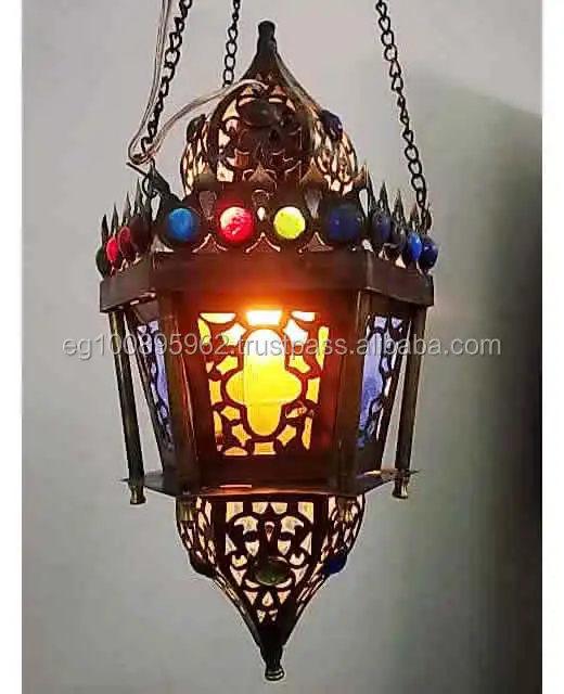 B152 античный Египетский художественный латунный подвесной светильник классический дизайн в стиле драгоценных камней для подвешивания традиционное освещение