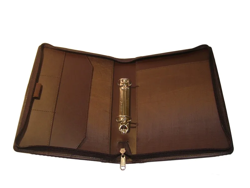 PU Leather Ring Binder With Card Pockets / Office Supplier Presentation Folder Ring Binder / Metal 3 Ring Binder