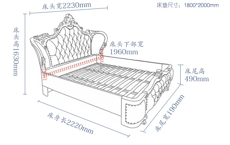 Luxury Classic King Size Wood Royal French Style Bedroom Furniture Set