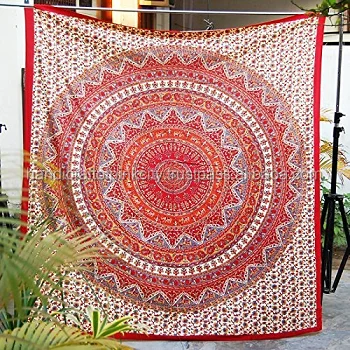 Indian Handmade Round Mandala Tapestry Printed Beach Throw