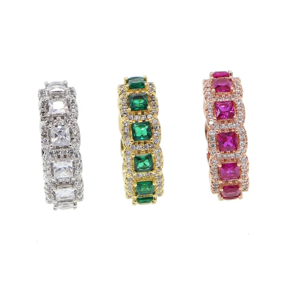 2024 new arrived luxury full cz eternity band wedding engagement fashion band ring