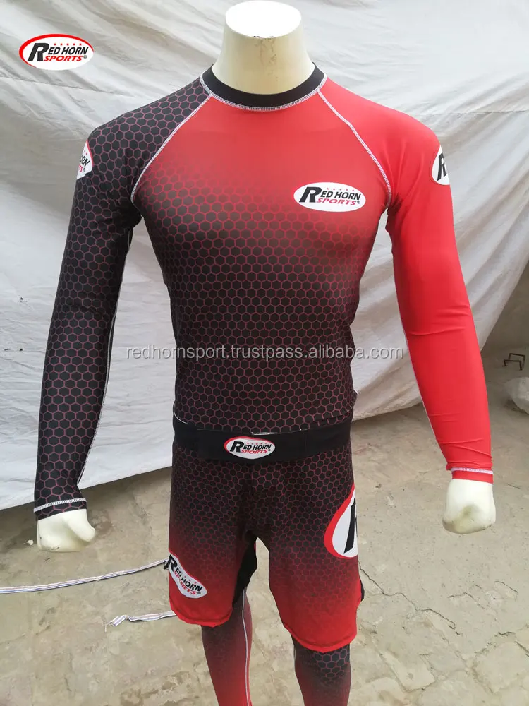 MMA Customize Team dry fit rash guard printed blank mma rash guard, bjj rash guard