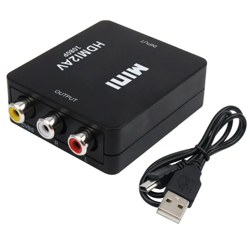 Black HDMI to Composite AV Universal Mini Converter for PAL NTSC Standard TV