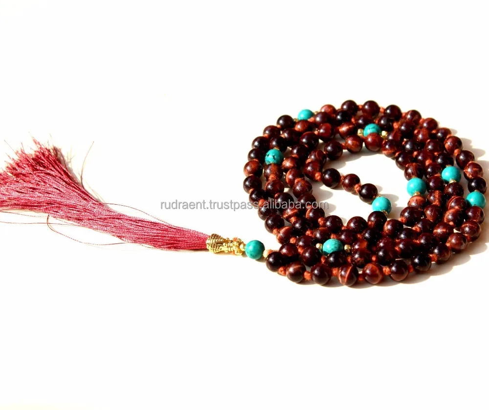 Red Tiger Eye 108 Beads Tassel Mala Unisex Classic Wedding Party Gift Featuring Turquoise Pearl Diamond Classic Buddhism Chains