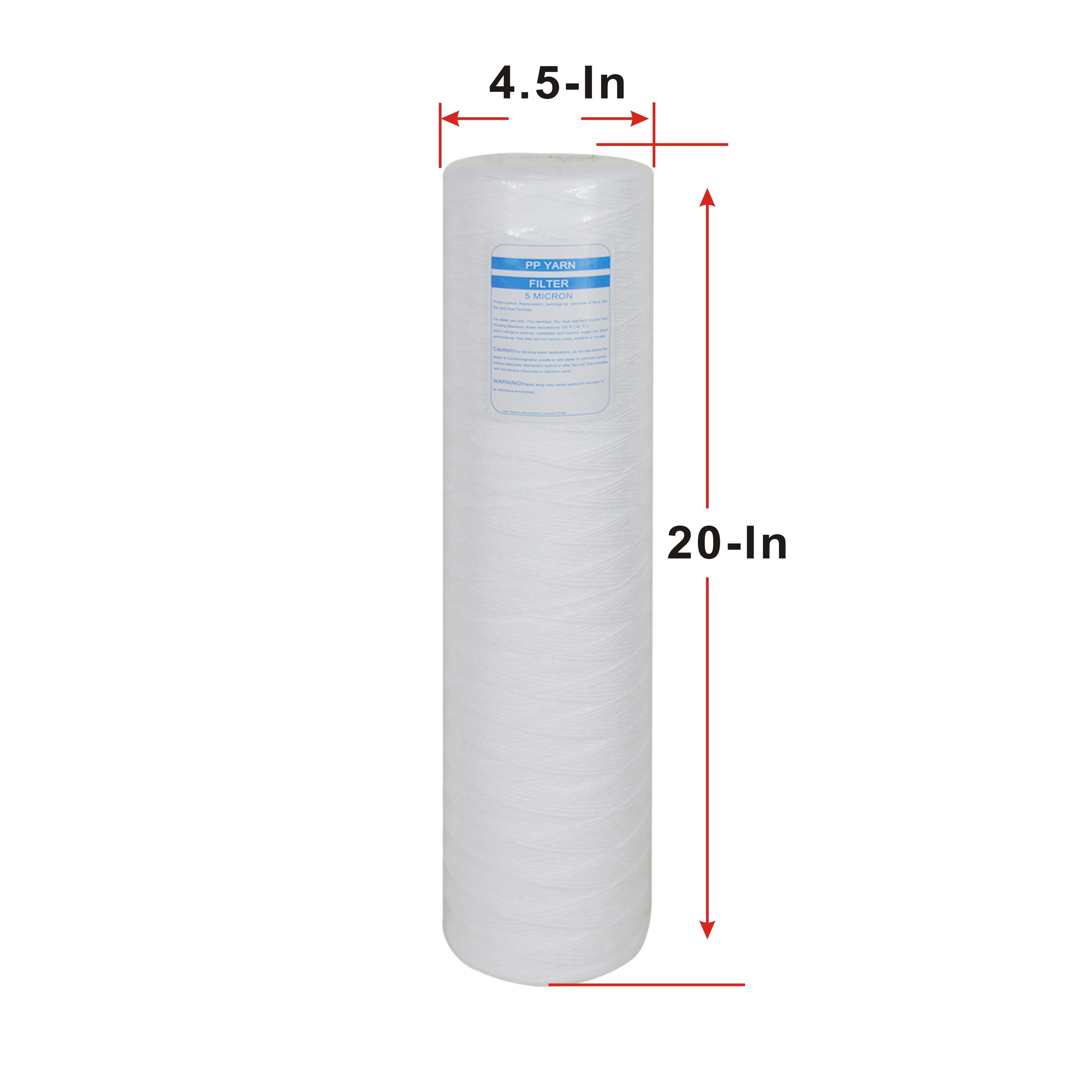 5 микрон, большой синий струнный фильтр для намотки воды, картридж для всего дома, колодцев или коммерческих помещений-4,5x20 дюймов