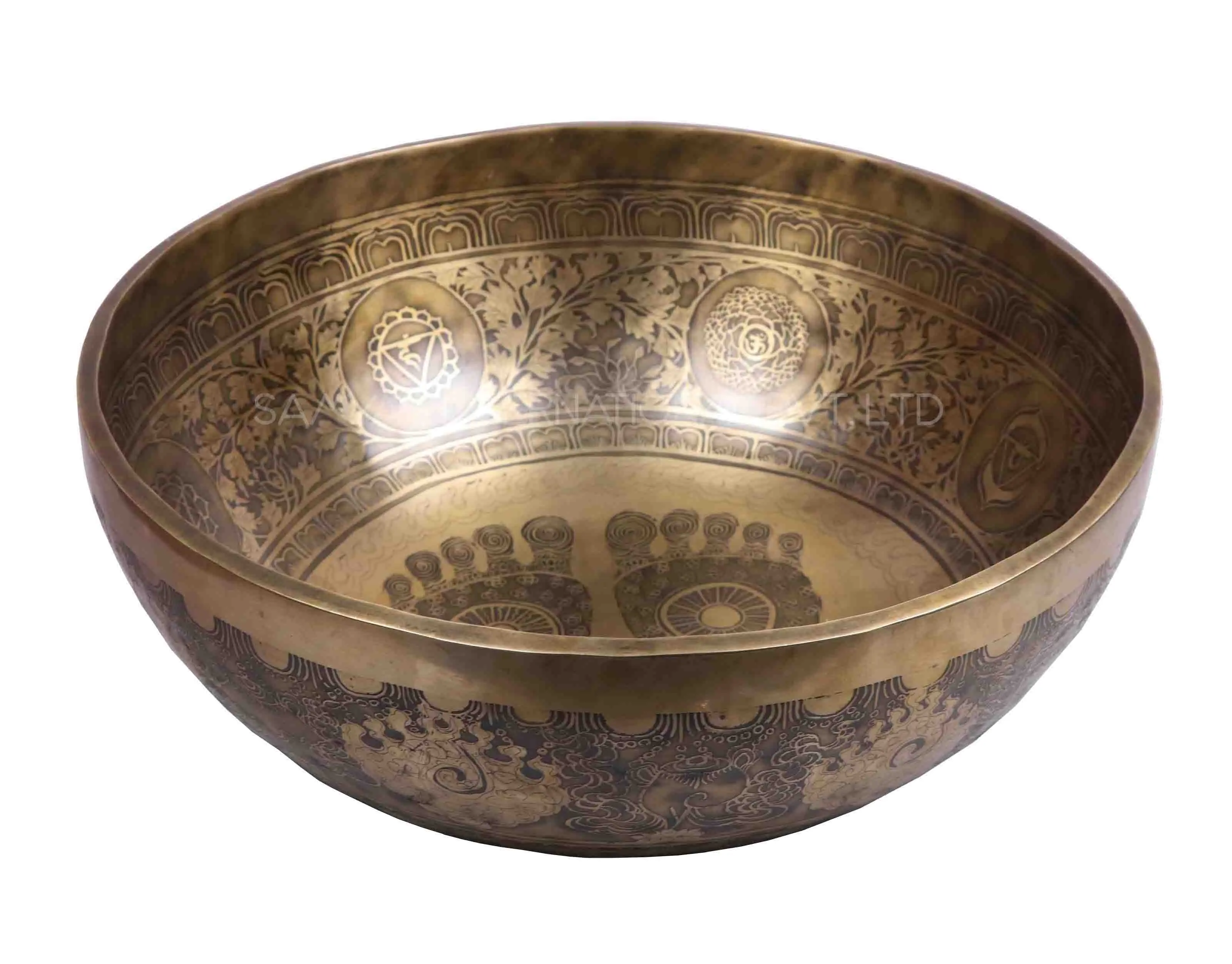 
Large Tibetan Meditation Singing Bowl Deep Tone and Sound Resonance with Etching Carving Bowl 