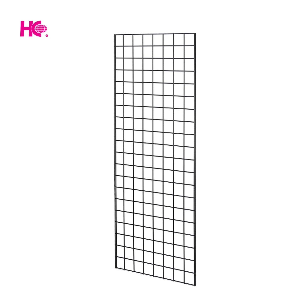 Black wire grid mesh panel display rack