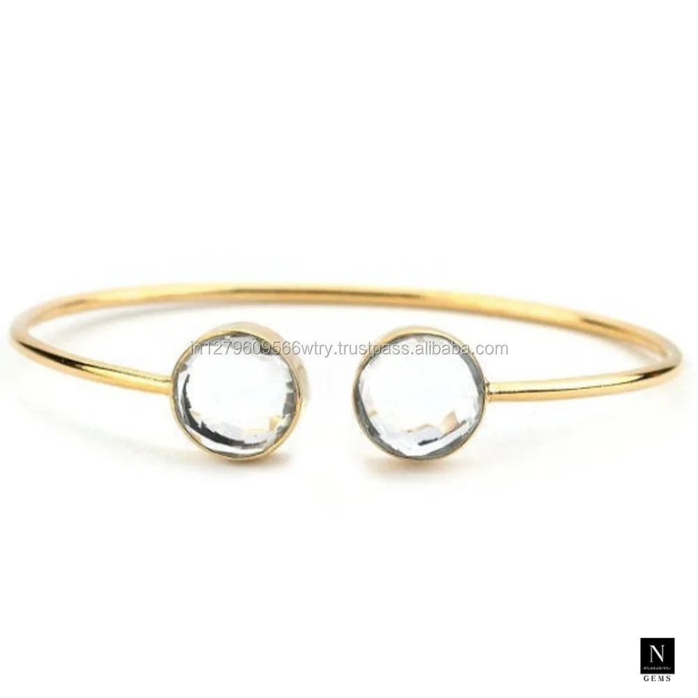 24k Gold Plated Round Peridot Gemstone Adjustable 12 MM Cuff Bangle