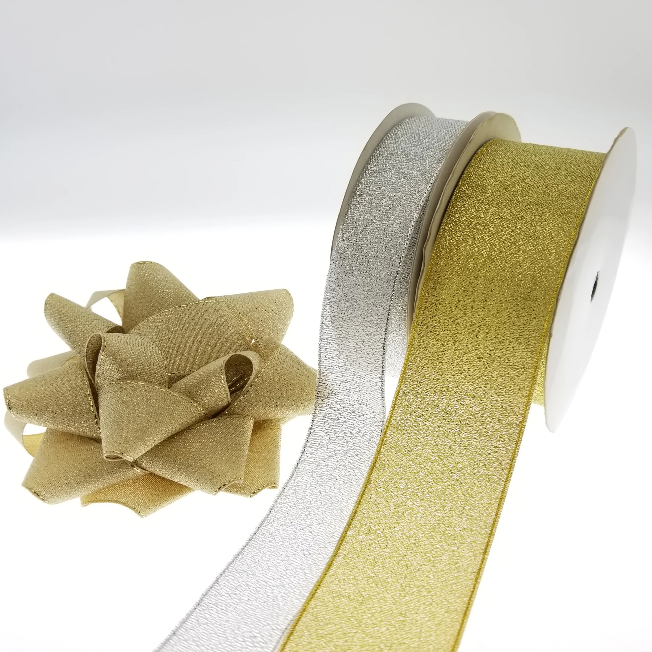 Shinny ribbon star bow metallic gold woven ribbon gift box ribbon for customized gift box