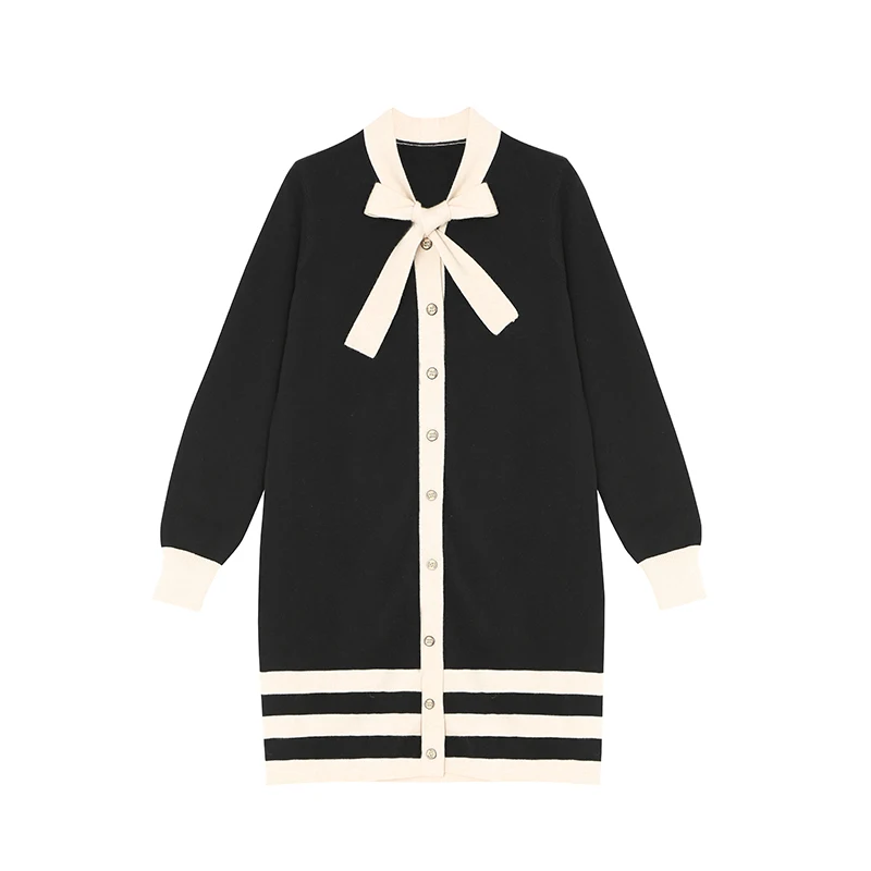 Factory Custom Label Branded Sweater Coat Long Solid Color Women Autumn Computer Knitted Cardigan