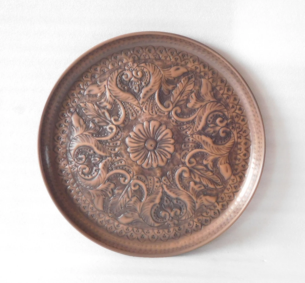 Round Metal Charger Plate tray, Food serving Dinner Dish