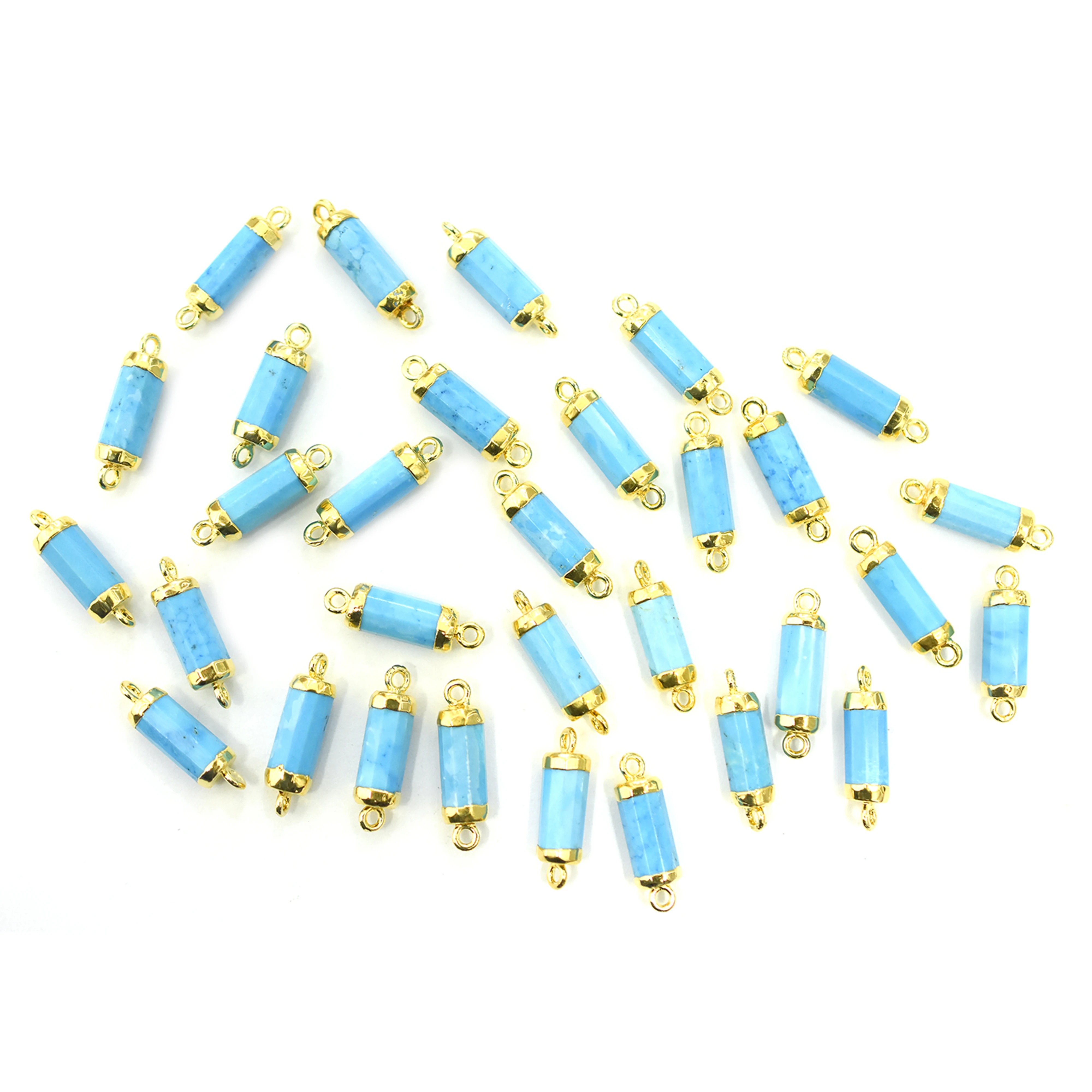 Howlite 18 To 20 MM With Bail Tube Shape Gold Plated Connector
