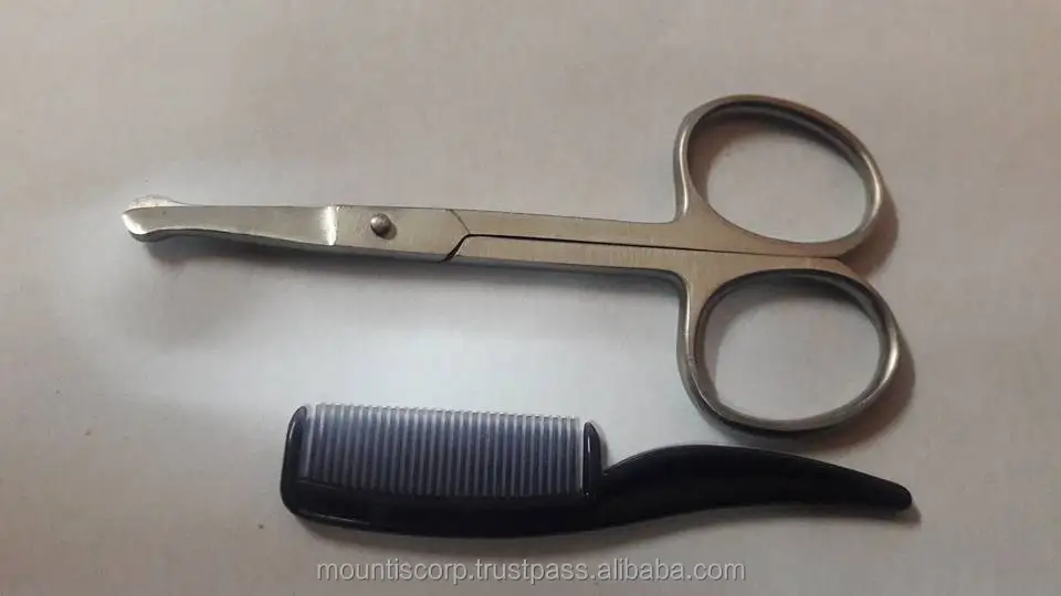 Custom beard scissors and comb set for mustache and beard high quality medical grade stainless steel made