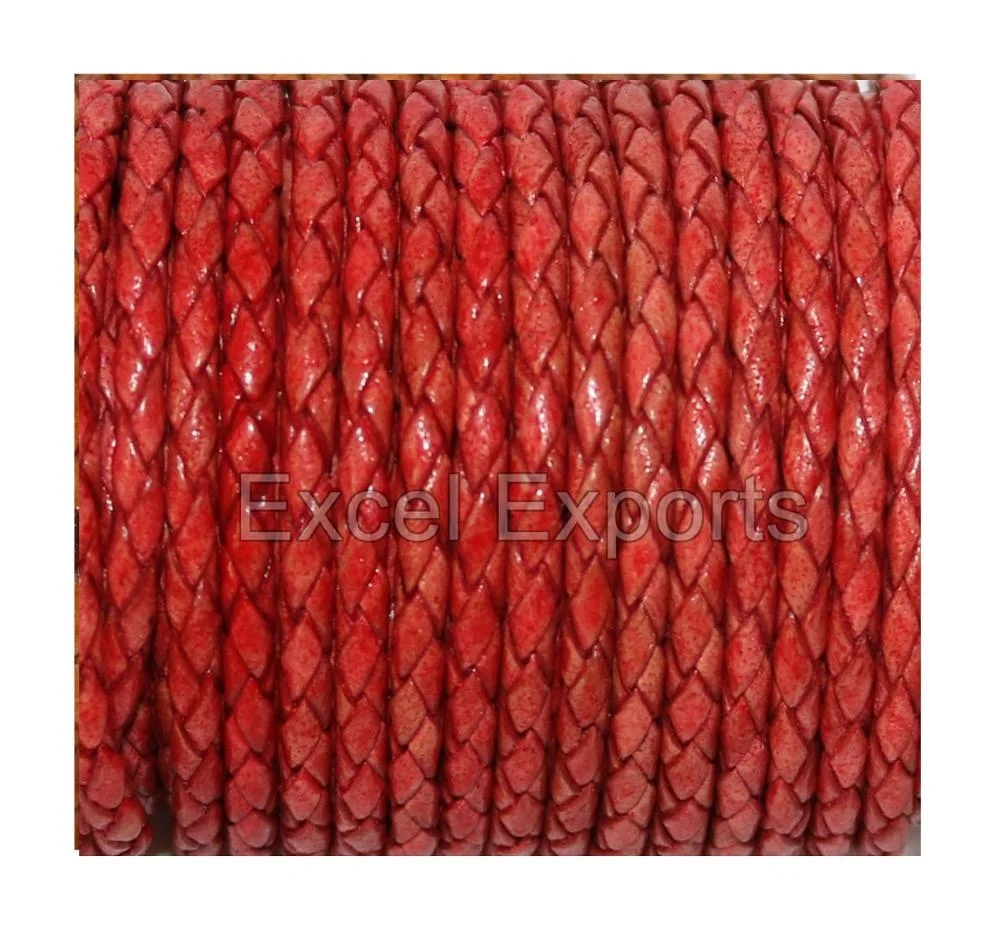Braided Leather Cord for belting decoration crafting - Silver Metallic sizes 3mm 4mm 5mm etc. from wholesale supply