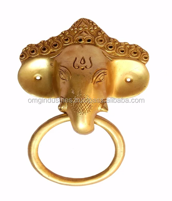 OMG Industries  Buddha head Door Knocker Antique Brass  animal lion head ring pull black door knocker