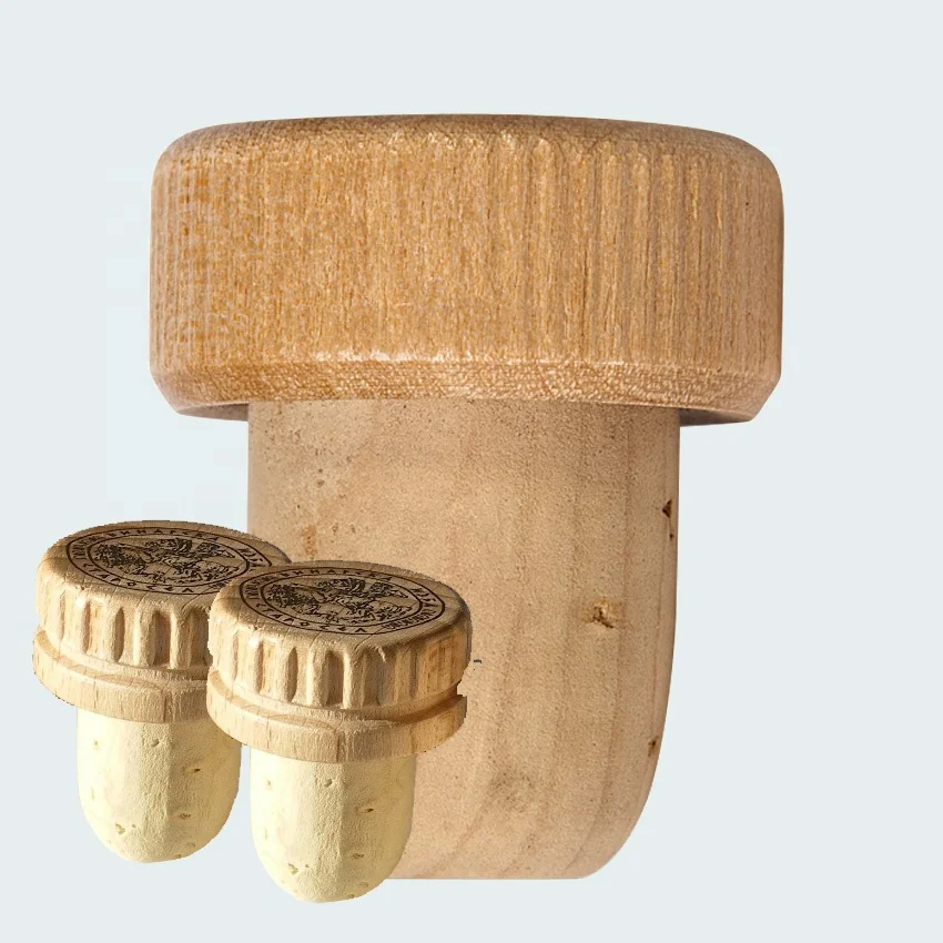 
Cap Cork Stopper with Wooden Closures with Natural Vodka Wood 100 Beverage Offset Printing Corkcho 812 PT 