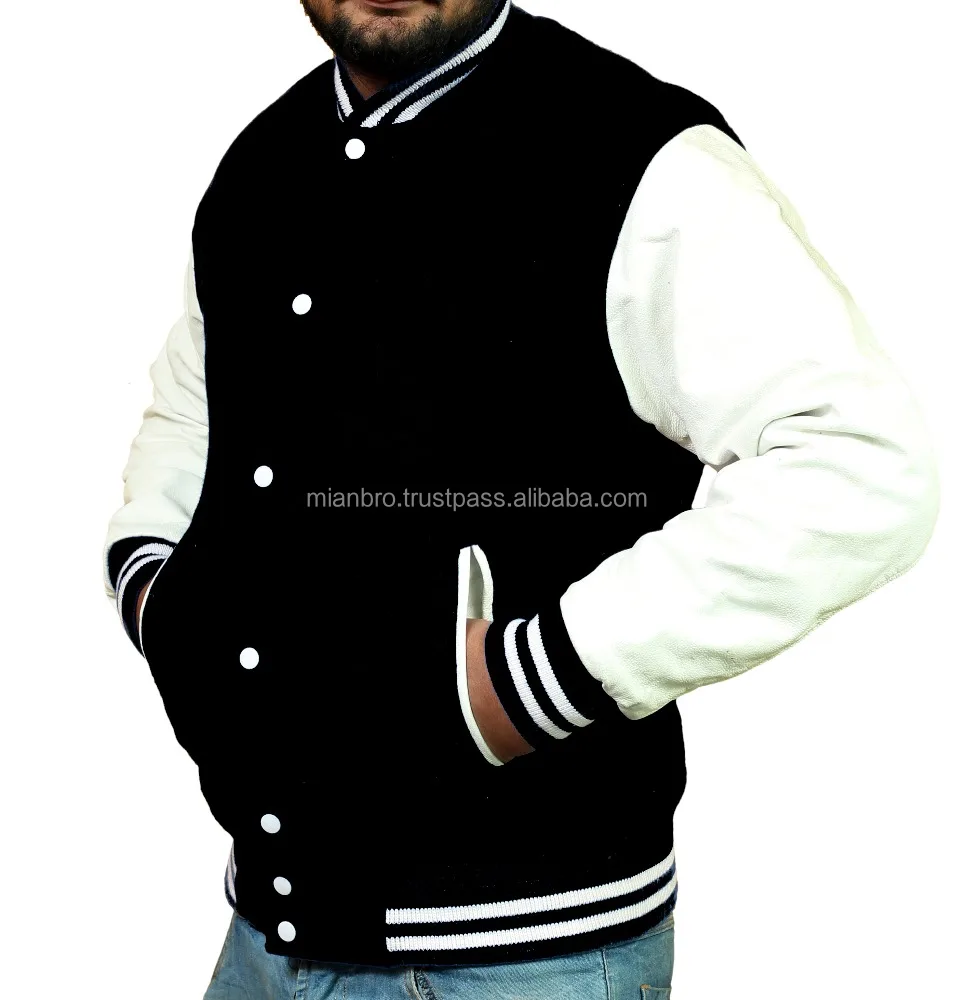 Navy Blue/white Team Jackets, wool leather jackets college jacket, school jacket