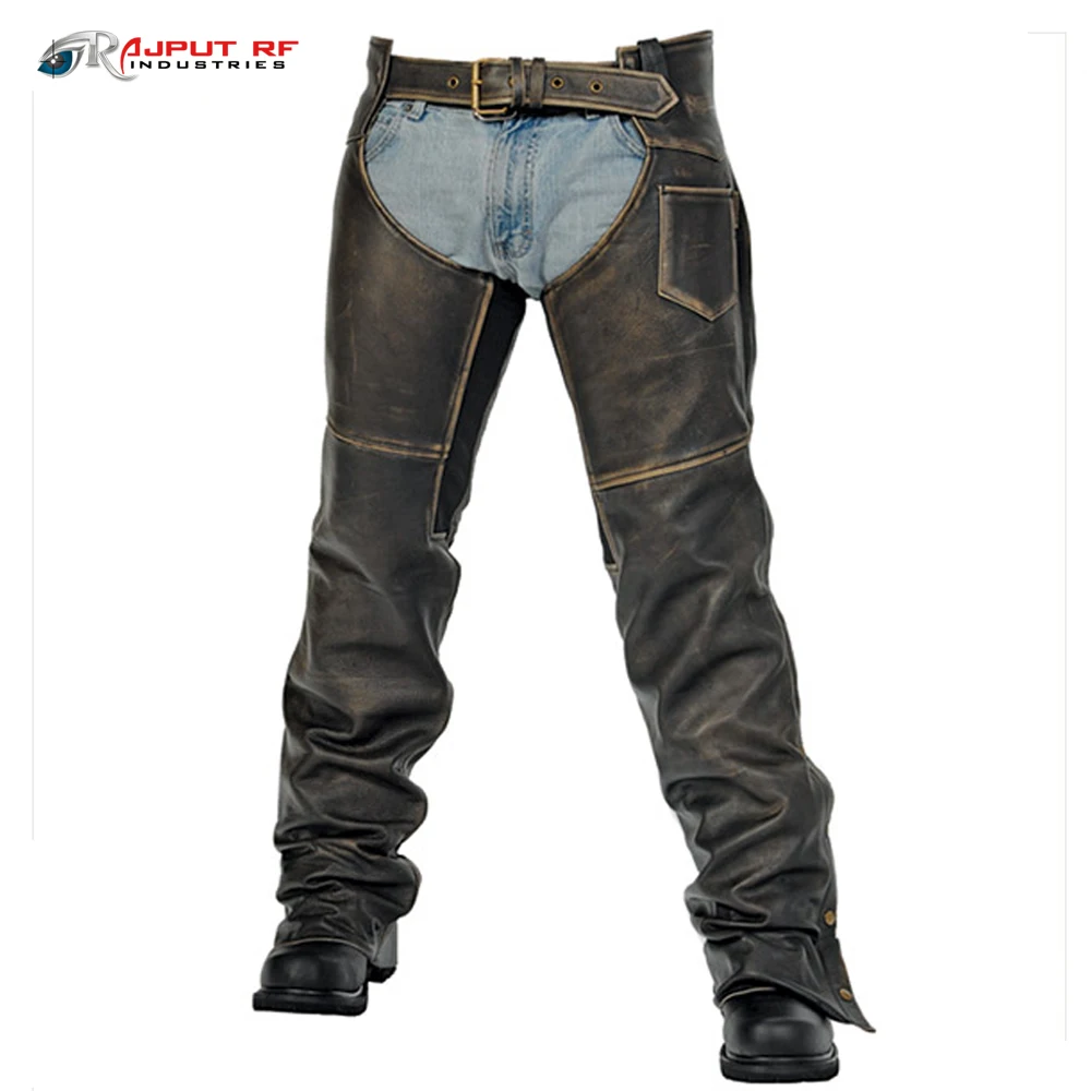 High Quality Motorbike Men Chaps Customized  durable Leather biker gear wholesale available all color