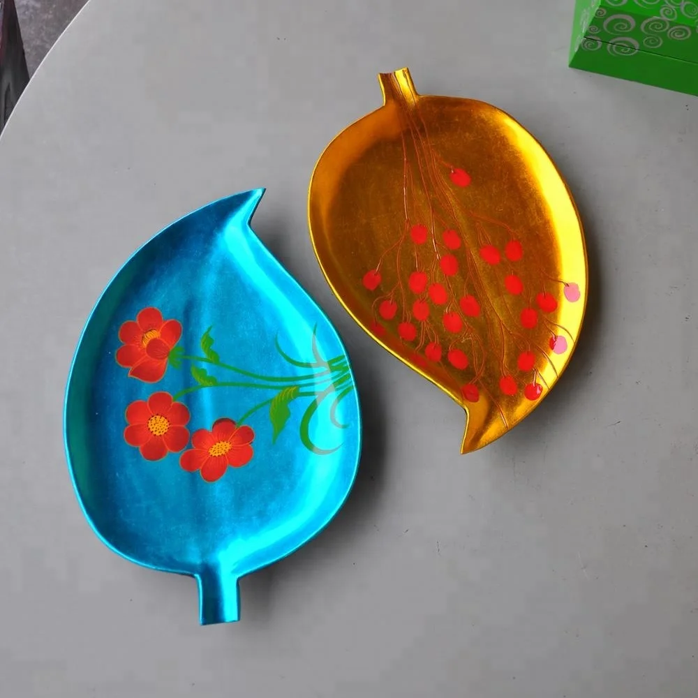 Best quality multicolor lacquer plate with leaves/oval shaped made in Vietnam
