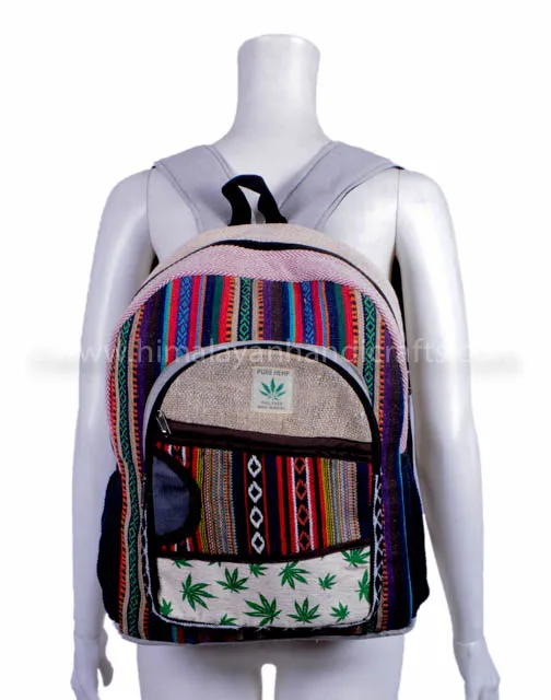 Jute Cotton Bag and Backpack HBBH 0086 Nepalese Himalayan Wild Handmade Beautiful Hemp Bohemian Hemp Unisex Hemp & Cotton Canvas