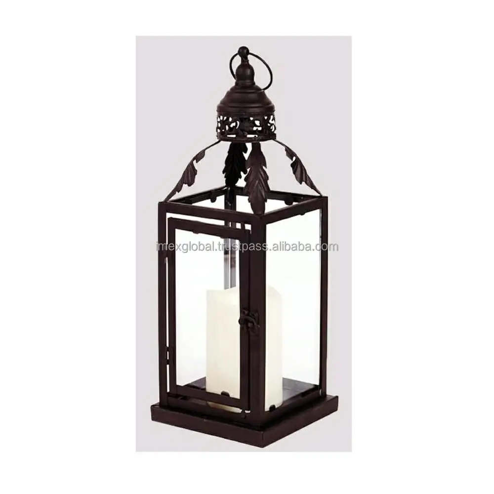 Iron Brown Finishes Candle Lantern With Hook Handle High Quality And Best Manufacturing In Whole Sale Price Top Selling Lantern