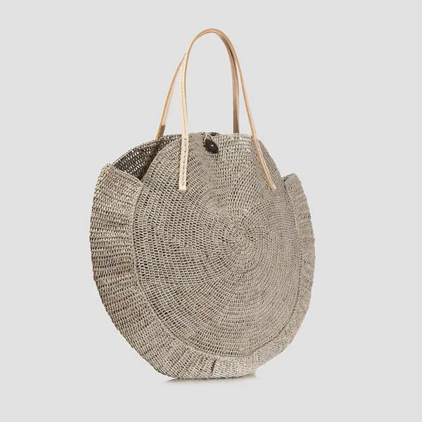 Crocheted Round Bag in Raffia