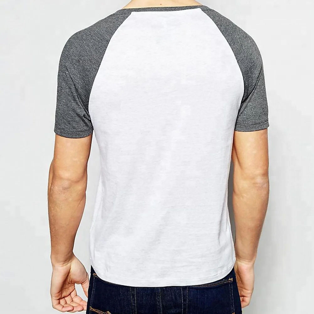 New trending crew neck contrast raglan short sleeve skinny fit breathable mens t shirt wholesales bangladesh