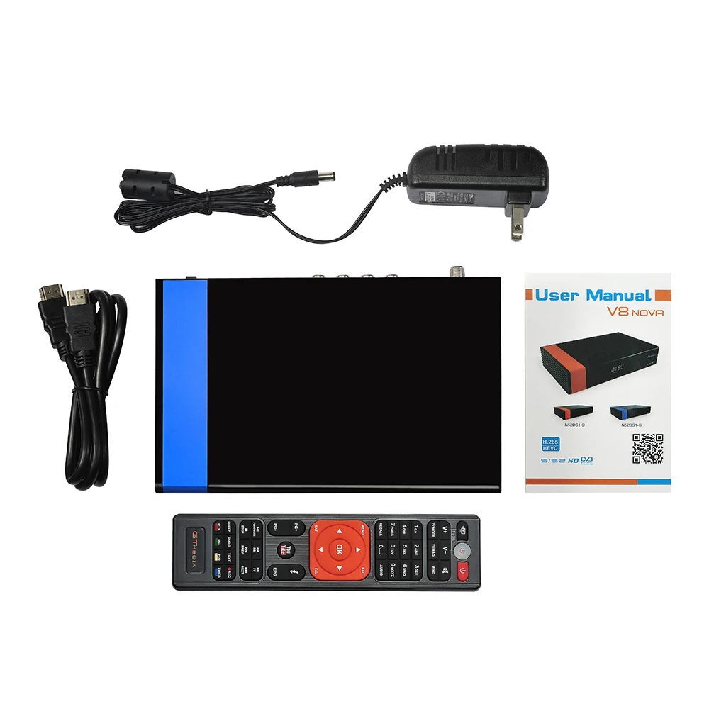 
2019 Latest Model GTMedia V8 Nova-Blue DVB S2 satellite tv receiver with built in wifi, support H.265 upgraded from V8 super 