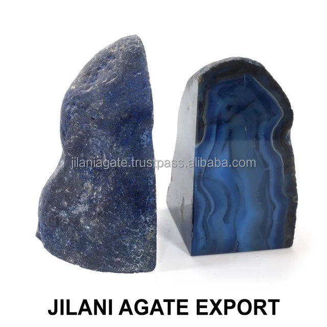 Wholesale Natural Agate Bookend Hand Made Bookend Polished  Decoration Office Home Hotel Gemstone Bookend