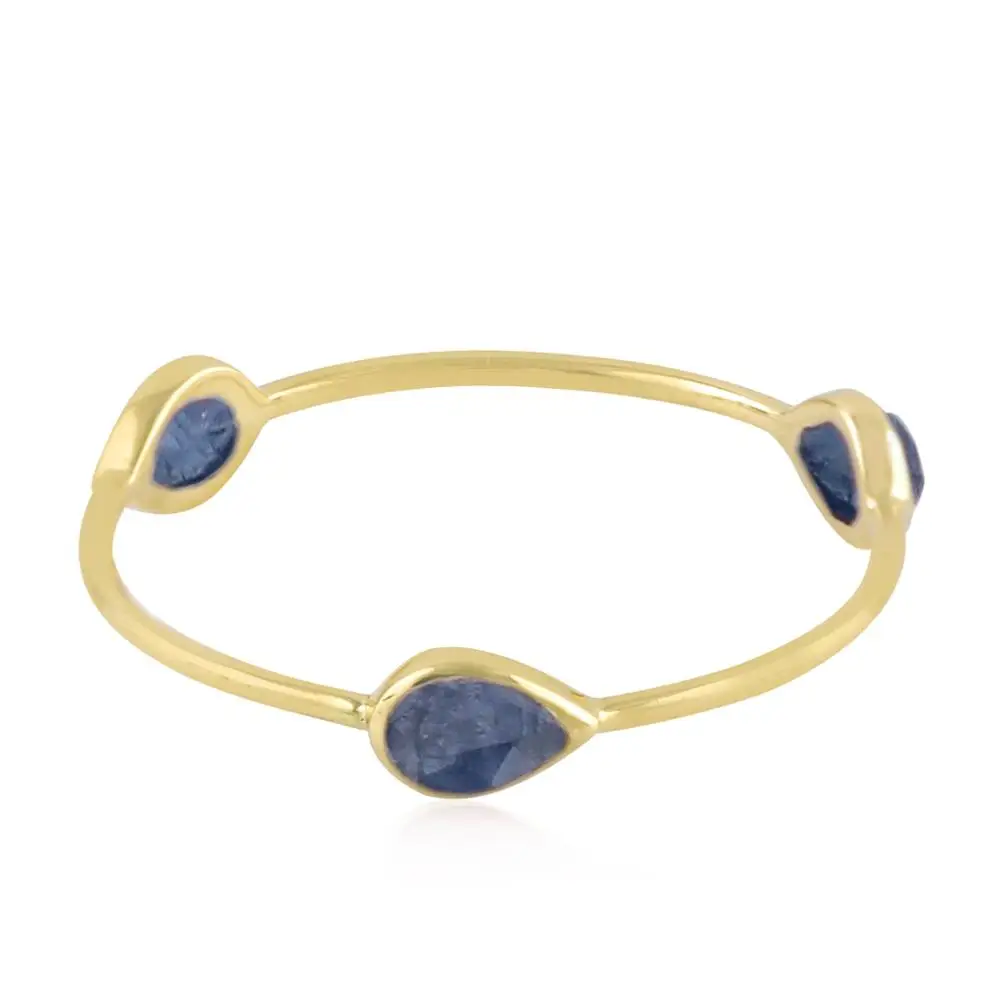 Wholesale Bezel Setting Jewelry Blue Sapphire Gemstone Ring 18kt Yellow Gold Supplier