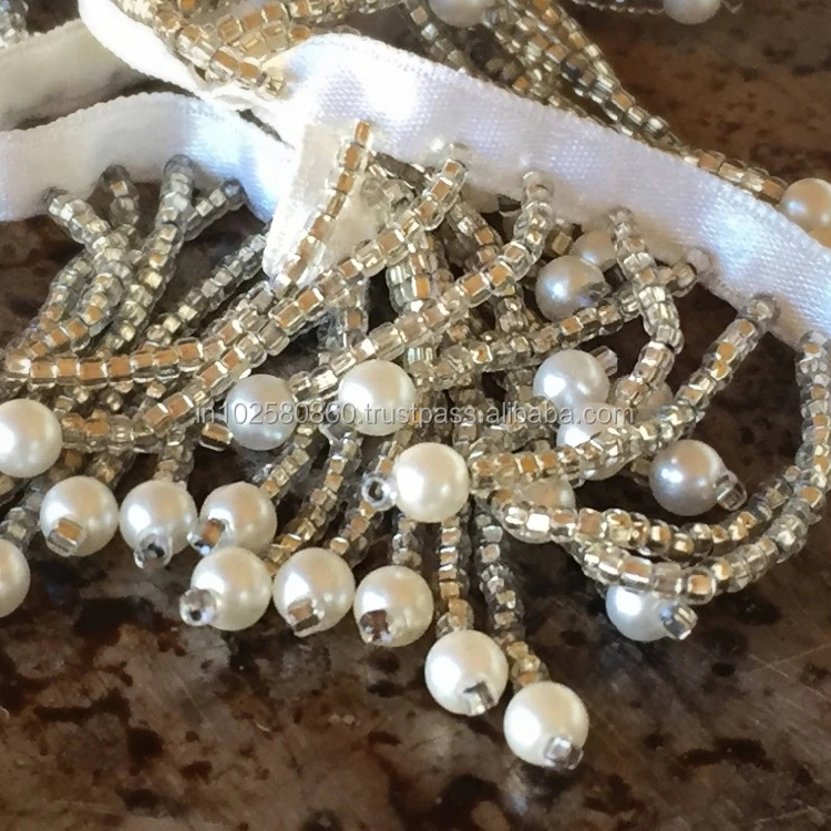 Vintage Beaded Fringe ~ Pearls and Crystal Beads