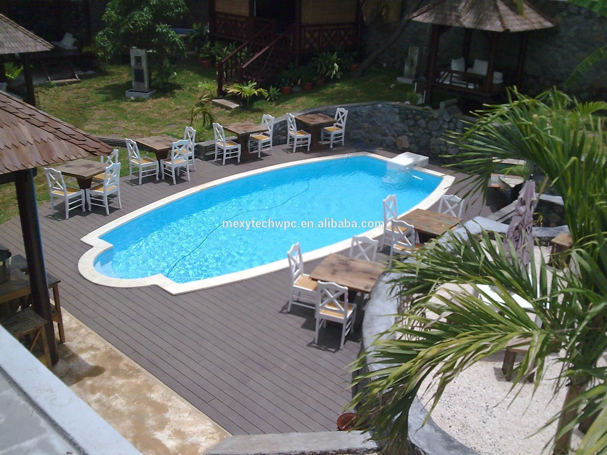 Eco-friendly solid composite decking outdoor fireproof wpc flooring