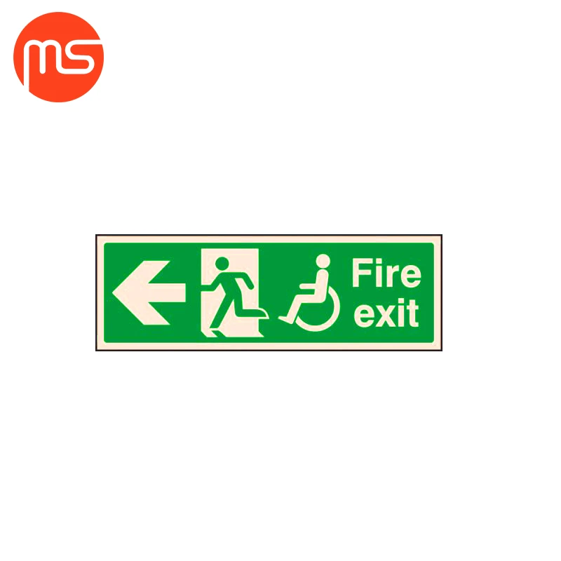 Photoluminescent self adhesive sign luminous exit signs