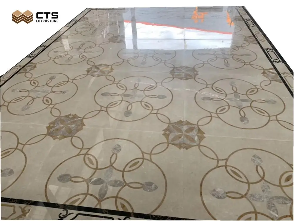 Water jet foyer mosaic rectangle floor waterjet marble medallion sale