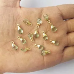 Green Amethyst Gold Electroplated Pear Briolette Pendant