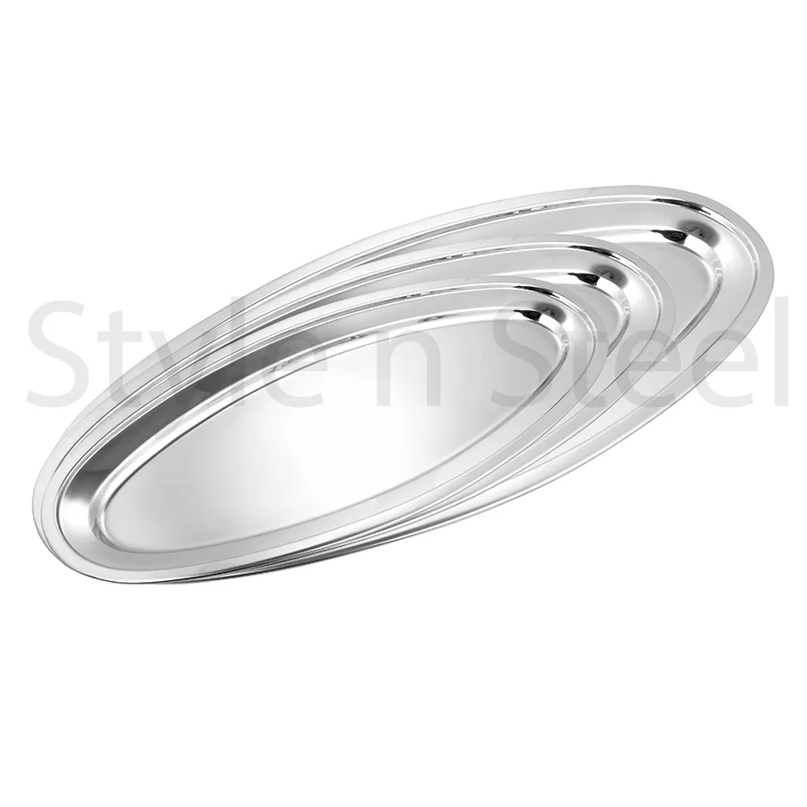 Oval Fish Tray  Platter Turkey Fish Grilling Roasting Pan At wholesale price Stainless Steel Oval Tray Large steel