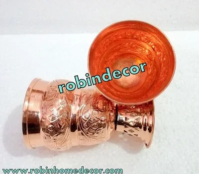 Pure Copper Embossed Designer Drink ware Pitcher Jug With Tumbler Glasses Set