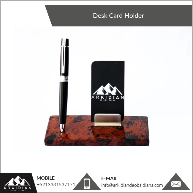 Card Holder for Office Decoration Eye Catching Glossy Finish Obsidian Stone Fancy Business