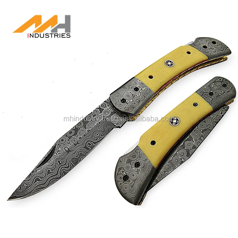 
 Складной пакистанский нож ручной работы из дамасской стали  