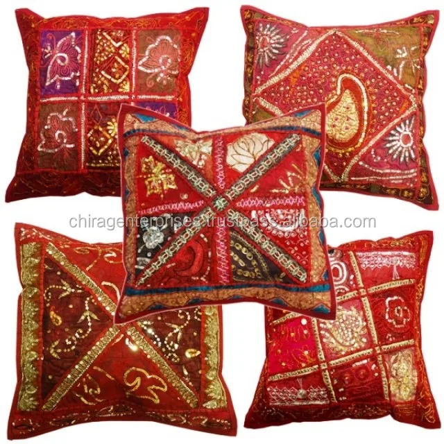 Cotton Handmade Suzani Pillowcase with Zipper Decorative Boho Hippie Cushion Cover 16X16inch Cushion